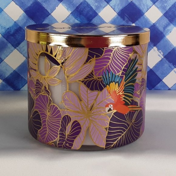 'BATH & BODY WORKS 'RAINFOREST GARDENIA' 3-WICK CANDLE TROPICAL EDITION - Picture 2 of 10